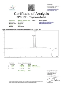 BPC-157 and TB-500 blend certificate of analysis showing HPLC purity