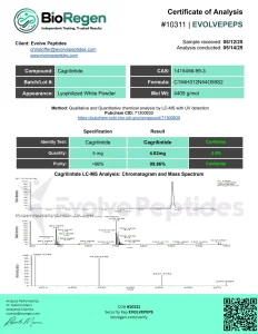 Cagrilintide certificate of analysis showing HPLC purity