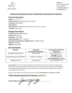 Tesamorelin and Ipamorelin blend endotoxin test report (LAL assay)
